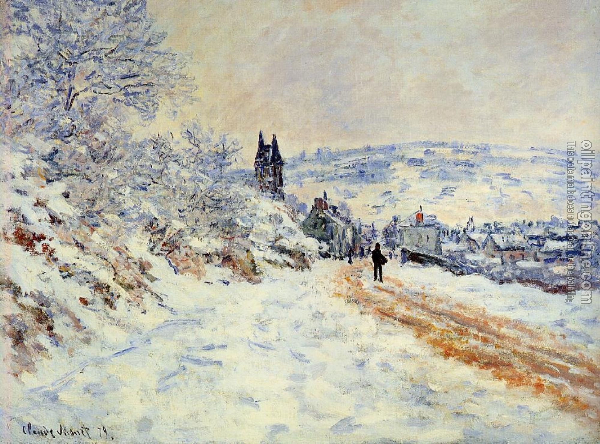 Monet, Claude Oscar - The Road to Vetheuil, Snow Effect